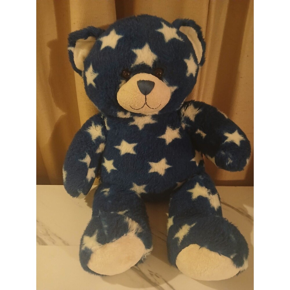 Build-A-Bear Workshop Blue Stars Patriotic Bear Plush Stuffed Animal Toy 16"
